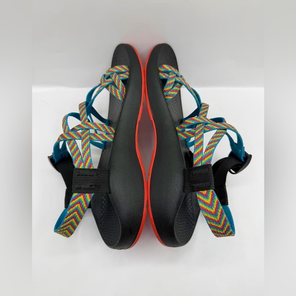 Chaco Z Cloud X2 Unisex Hiking Sandals Size 9 Orange Black Vibram Outdoor, Good - Picture 8 of 9